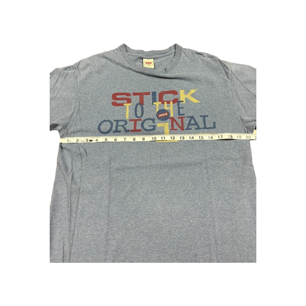 Levi's T-Shirt Men Medium Blue Good Vintage 90s 1995 Stick to the Original USA - Picture 5 of 7